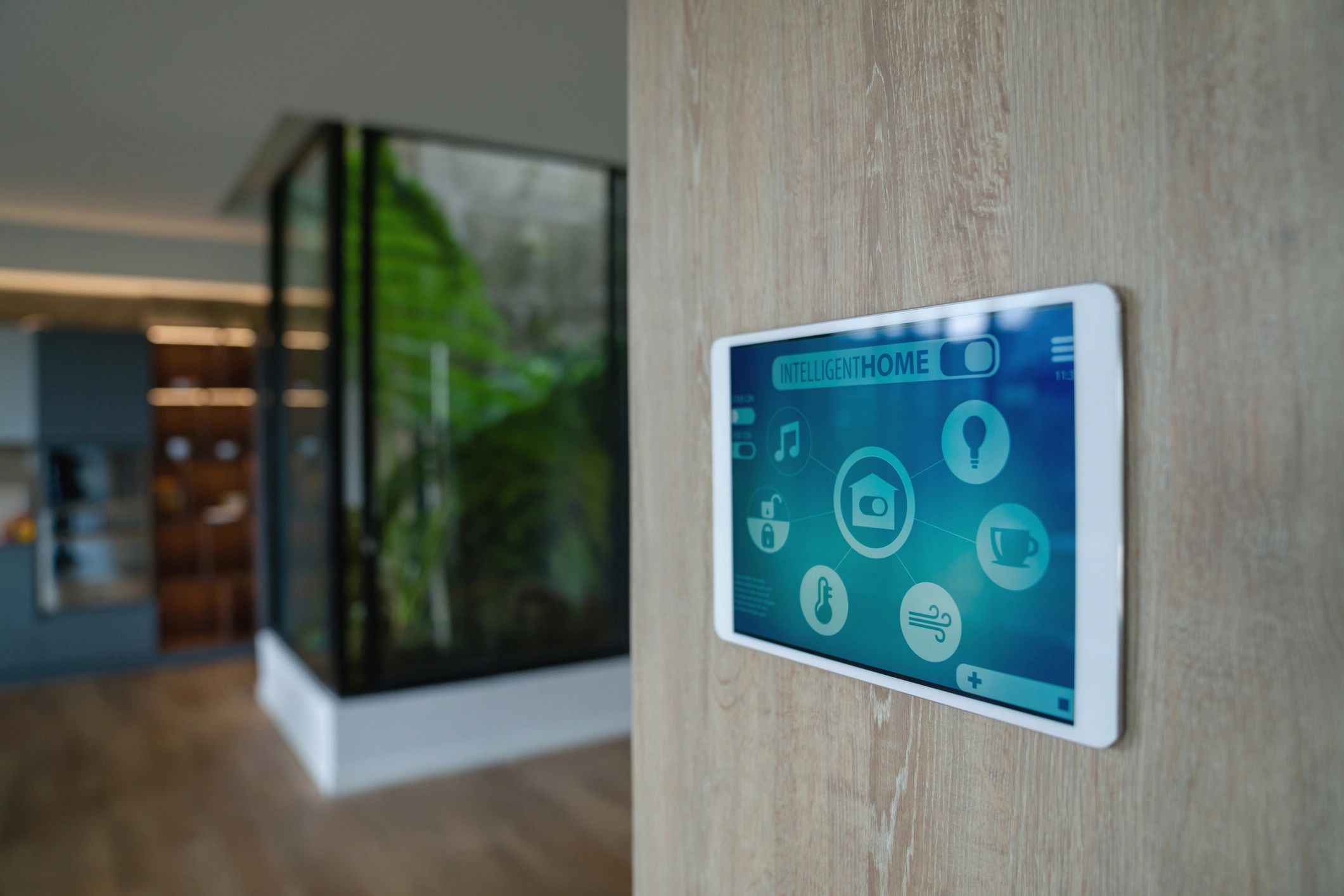 Close-up of a home thermostat control